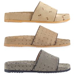 luxe designer dames heren flatform canvas glijbaan sandaal platte top kwaliteit geborduurde pantoffel zomer zwembad platform vrijetijdsschoen sliders rubber strand muilezel maat 35-42