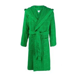Luxe Designer Dames Groen Gewaad Nachtkleding Handdoek Ontwerp Kamerjas Met Kap Herfst Winter Gewaden Met Lange Mouwen