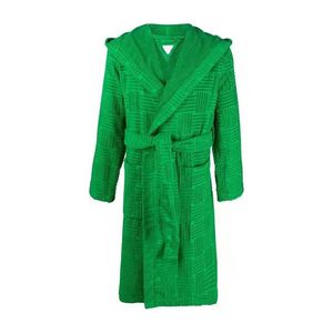 Designer de luxe femmes robe verte vêtements de nuit serviette conception robe de chambre à capuche automne hiver robes à manches longues