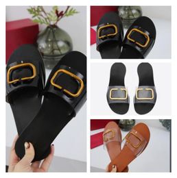 Luxe designer Women Metallic Vlogo Signature Strim Sandaalkorrelige koehide 05 cm hakken Lederen slippers Sandalen Vintage Classic T8740239
