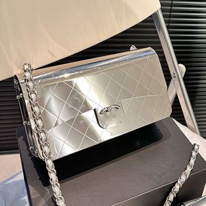 Luxe designer vrouwen gewatteerde metalen doos crossbody tassen beroemd merk klassieke spiegeloppervlak schoudertas draagtas hoogwaardige gouden zilveren hardware multi pochette tas