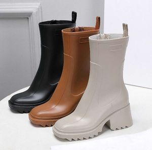 Bottines de pluie imperméables en caoutchouc pour femmes, chaussures de styliste de luxe, Style anglais, Welly, chaussures de pluie, 987