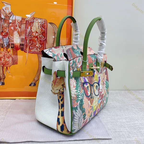 Diseñador de lujo Bolso de mujer Clásico Cruz Patrón de litchi Cuero de vaca Bolso de gran capacidad Moda Empalme Graffiti Pintura Un hombro Bolsos de mano cruzados