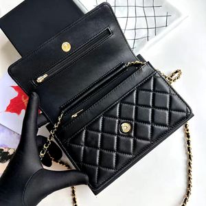 Bolso bandolera de diseñador de lujo para mujer Bolso de moda de cuero de moda Bolso de hombro con cadena de bordado con hebilla Bolso de mano de alta calidad con caja