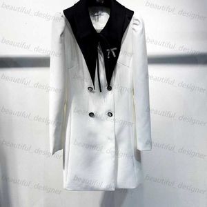 Luxe designer damesjack vroeg voorjaar nieuwe beroemdheid kleine wind boog broche modieuze puntige nek contrast kleur pak jas