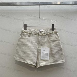 Luxe ontwerper dames jeans 2024 zomer nieuwe stijl modieuze diamant patroon metalen zak geborduurde denim shorts