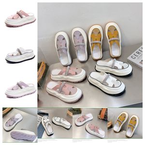 Designer de luxe sandales pour femmes slipper 2024 Été Nouveau blanc jaune violet rose épais semelles