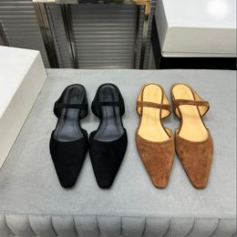 Designer de luxe Sandales rétro Baotou Muller à moitié pantoufle basses à talon bas sandale à talon plat à tête carrée
