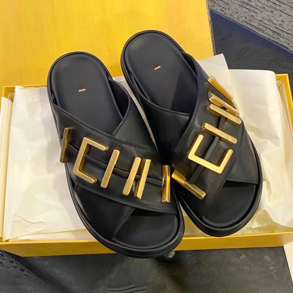 Graphy Luxury Designer Womens Sandal Sandal Black Gentine cuir piscine Golden Outdoor Sliders Plateforme Chaussures Place Sandale Sandale Summer Mans Mule Mule Loafer Girl Gift