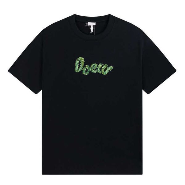 Designer de luxe femmes t-shirt chemise haute Version 23 LW été exclusif plante tropicale Cactus broderie Couple manches