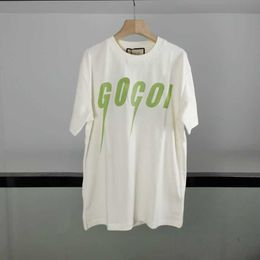 Camiseta de diseñador de lujo para mujer Camiseta de manga de pareja con estampado de rayo verde de verano de diseño propio Camiseta holgada