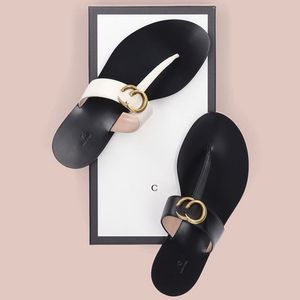 Maat 35-46 Flip Flops Slipper Zomerheren Glijbaan Casual schoenleer Luxe Sunny Mule Dames Thong Sandaalzwembad strand Flat Loafer Designer Outdoor Lady Sliders met doos