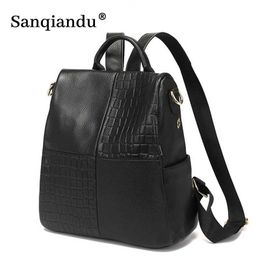 Designer de luxe femmes voyage sac à dos de haute qualité doux en cuir véritable sac à dos mode adolescent sac d'école femme sac à bandoulière Q0528