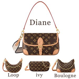 M45985 LOOP DIANE IVY BOULOGNE DÉCHERNEUR BAGE FOBRE FLORME Half Moon Mens Clutch Sacs Sacs de luxe sac à main Luxur