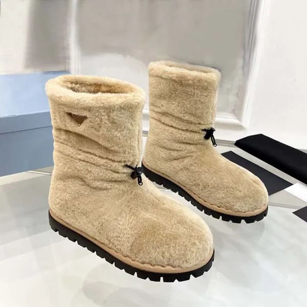 Bottes courtes de luxe pour femmes, chaussures de neige imperméables à fond plat, à la mode, hiver, avec boîte, 35-41