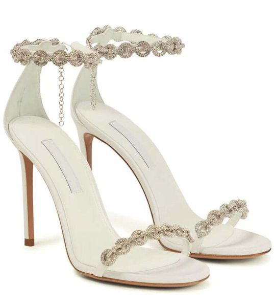 Designers de luxe Aquazzu Brides Sandale Black Sude High Heels Robe Shoe Loy Link Sandale 105 mm Talage Sandales Embelli