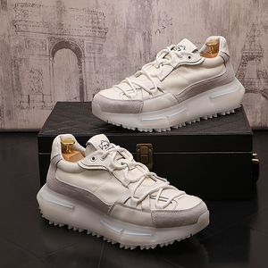 Diseñadores de lujo Vestido con cordones Zapatos de fiesta de bodas Moda Blanco Transpirable Antideslizante Zapatilla de deporte informal Punta redonda Parte inferior gruesa Ocio Mocasines para caminar