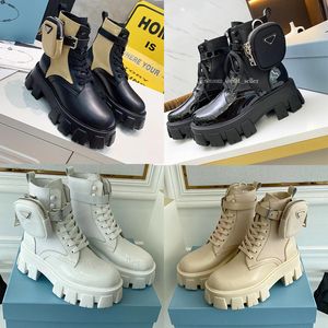 Ontwerpers luxe dameslaarzen leren schoenen dames enkel Martin monolith laars militair geïnspireerd gevechtsplatform dames sneakers onderkant nylon bouch laarsjes