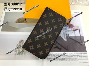 Diseñadores de lujo PU Leather Women Man Man Billetera de cuero genuino Billeteras de cremallera Single Lady Ladies Long Classical Purse Flower With Box M60017 Bolsas Envío gratis