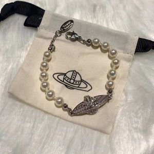 Luxe ontwerpers Saturn Pearl armbanden vrouw ketting met 18K gouden klassieke paperclip ketting nooit vervagen designer sieraden