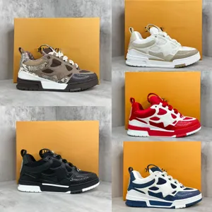 luxury designers Shoes Skate Sneaker Genuine Leather Monograms Fashion Black Blue White Red Beige Men Women Sports Trainer With Box Size 35-46