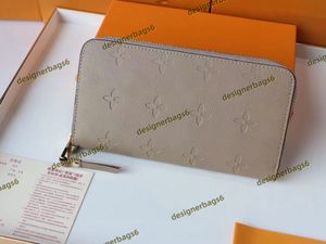 luxe ontwerpers ZIPPY WALLET portemonnee dames lederen portemonnees clutch lange klassieke portemonnee met oranje doos kaarthouders tas damestassen kaki 19 * 10 cm