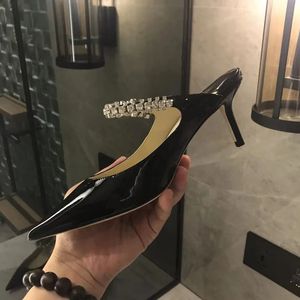 Chaussures de luxe Desinger Sandales à talons hauts pour femmes BING 65 FLAT Strass Pantoufle Marque d'été 6,5 cm 2,6 pouces Escarpins à talons aiguilles Pantoufles Diapositives décontractées Tongs féminines