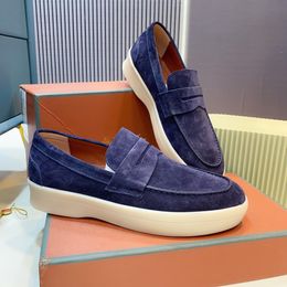 luxe desinger schoenen Heren casual schoen LP loafers laag suède Koe leer LorosPiana Mocassins zomerwandeling comfort loafer loafer rubberen zool flats met doos EU38-47