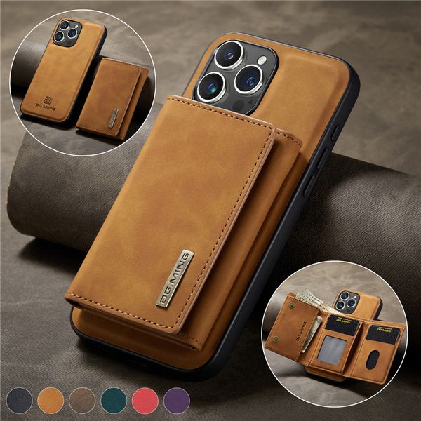 Funda de teléfono magnética desmontable de lujo para iPhone 15 14 13 12 Pro Max Samsung Galaxy Z plegable Fold3 Fold4 Fold5 S23 Ultra 5G Funda trasera de cuero con ranura para tarjetas múltiples