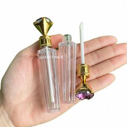 Tubes de luxe Diamd Lipgloss Ctainers ronds transparents tubes de brillant à lèvres cosmétiques emballage tubes de brillant à lèvres avec baguettes D3tF #