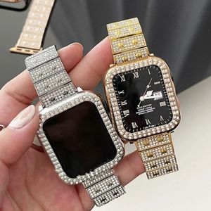Luxury Diamond Band For Apple Watch 8 7 41 45mm Ultra 49mm iWatch Series 6 SE 5 4 38mm 40mm 42 44mm Women Stainless Steel Strap