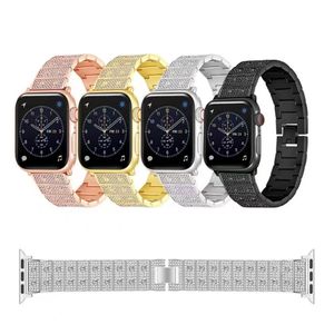 Bande de diamant de luxe pour Apple Watch 8 7 41mm 45mm Ultra 49mm iWatch série 6 SE 5 4 38mm 40mm 42 44mm cadeau de mode femmes bracelet en acier inoxydable