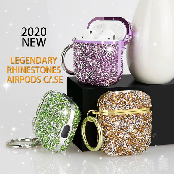 Étuis de luxe diamant Bling pour AirPods Pro 2 1, couleur unie, rigide, mignon, étui pour écouteurs sans fil, housse de protection pour Air Pods 3