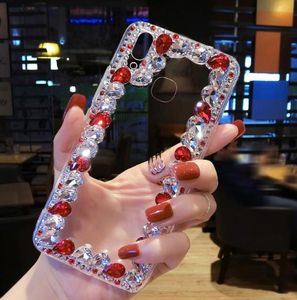 Luxe Diamond Bling Phone Cases Covers Full Protevtion Clear Back Rhinestone Bumper Case voor 11Promax Samsung