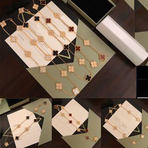 Luxury diamant klaver ketting merk mode ketting hoge kwaliteit 18k gouden designer ketting met doos voor damesjuwelen