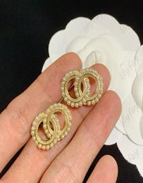 Luxury Diamond Earring Designer Bijoux Fashion Gold Letters Perle Stalts Perle Charming Women Love Boucles d'oreilles Mens C Cadeaux 925 Silver avec 9872683