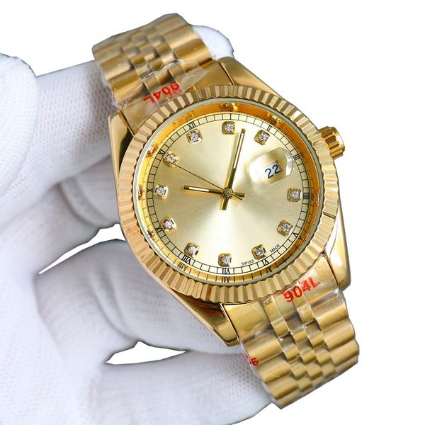 Reloj de lujo con diamantes y oro para hombre, marca superior, relojes de pulsera con movimiento de diseñador de 42 mm, relojes para hombre, regalo de Navidad de San Valentín, banda de acero inoxidable 316L de alta calidad