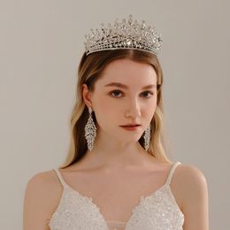 Corona de rubí con incrustaciones de diamantes de lujo, cristales, coronas nupciales, tocados, tiaras con cuentas brillantes para mujeres, ceremonia de fiesta, novias, accesorios para el cabello