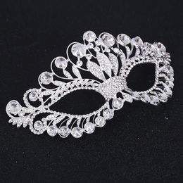 Masque de fête de luxe en diamant et strass, décoration de fête, masque en alliage de couronne