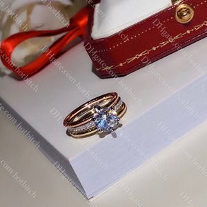 Anillo de diamante de lujo, anillos de compromiso de diseñador para mujer, anillo tres en uno, joyería de lujo, regalo de Navidad