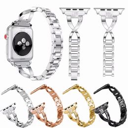 Luxe Diamant Roestvrij Stalen Band voor Horloge Serie 5/4/3/2/1 Vrouwen Horlogeband voor iWatch 38 40 42 44 MM Smart Horlogeband 240311