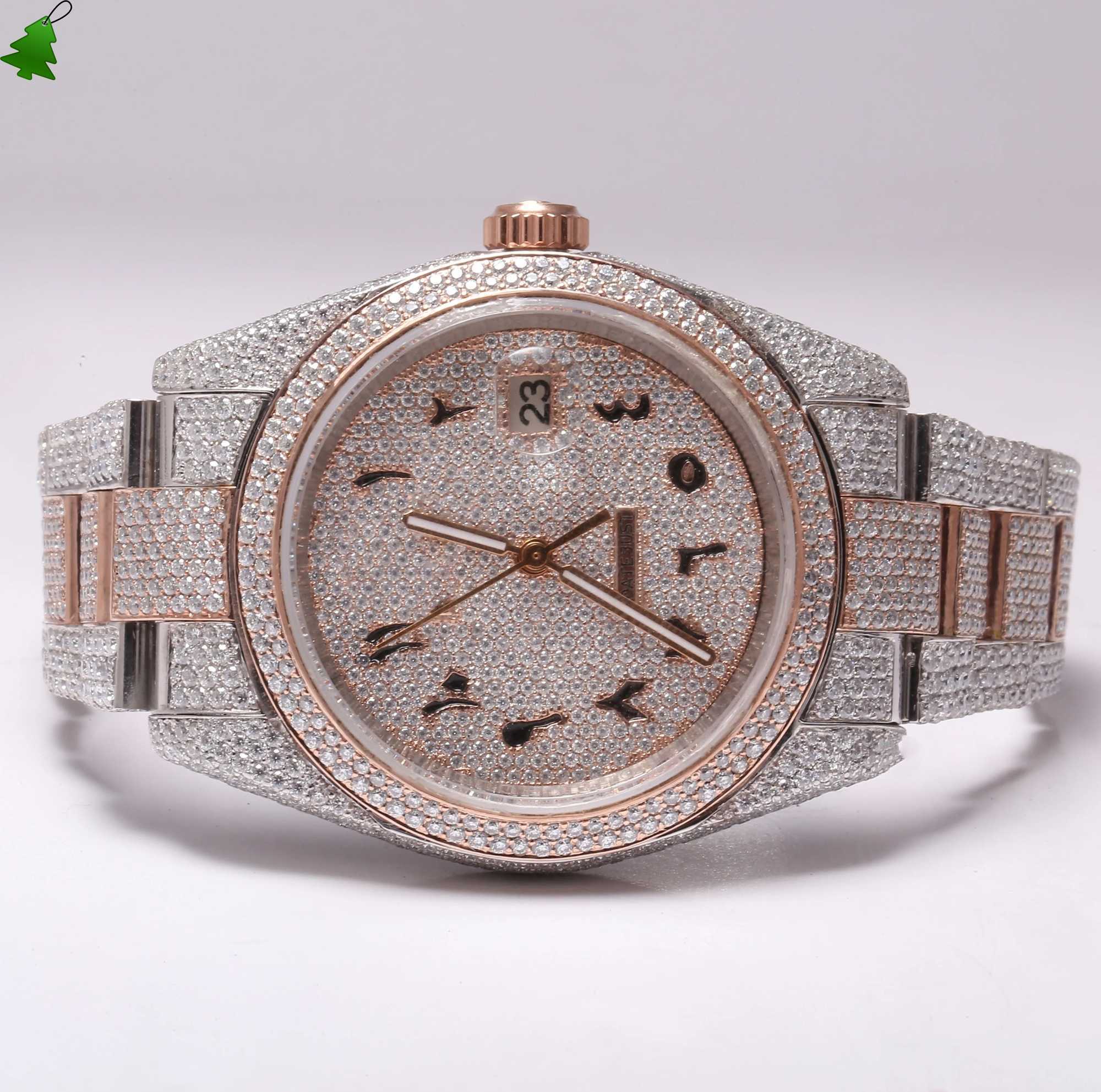Luxury diamant horlogeband hiphop diamant horloge vvs premium kwaliteit vvs duidelijkheid moissanite mechanische automatische horloges voor mannen