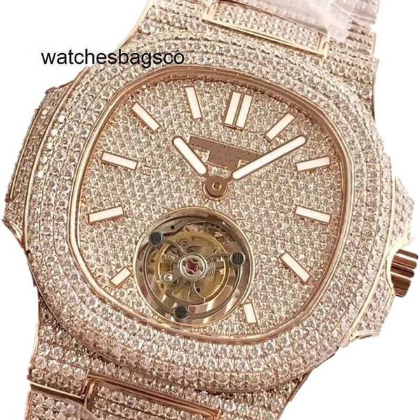 Montre de luxe en diamant de styliste pour hommes, épaisseur 40mm, chaîne supérieure 11mm, mouvement tourbillon, cadran diamant Schroever, double cristal saphir