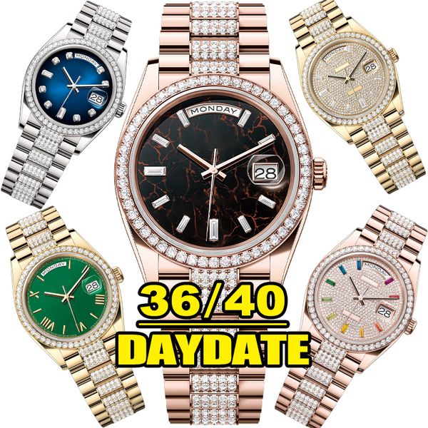 Montres de montres en diamant de luxe Mobinage de haute qualité 36 mm 40 mm Mouvement de machines 904L