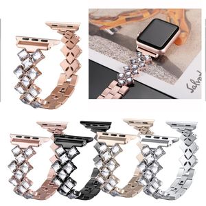 Luxe diamanten horlogeband voor Apple Watch 8 Band Ultra 49mm 45 mm 41 mm 42 mm 44 mm 38 mm 40 mm metalen roestvrijstalen vervangingsbanden vrouwen polsband Iwatch 7 6 SE 5 4 3 2