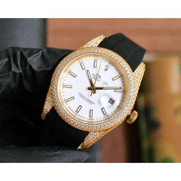 Luxury Diamond Watches Ice Out Watch pour l'homme Date de haute qualité Date Date Jour Menwatch D6dm Mouvement mécanique Uhr Crown Bust Down Montre Full Diamond Rolx Reloj