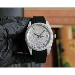 luxury diamond watches ice out watch for man high quality datejusts date day menwatch 6H2Q mechanical movement uhr crown bust down montre full diamond rolx reloj