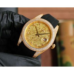 montres de luxe en diamant Ice Out montre pour homme de haute qualité datejusts date jour menwatch C9XH mouvement mécanique uhr couronne buste vers le bas montre plein diamant rolx reloj