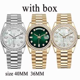 Rolax Luxury Diamond Watches Heren Womens Watch Automatisch horloges Moissanite Designer Watches Maat 40 mm 36 mm 904L roestvrijstalen armband Saffierglas AYW LQ3I
