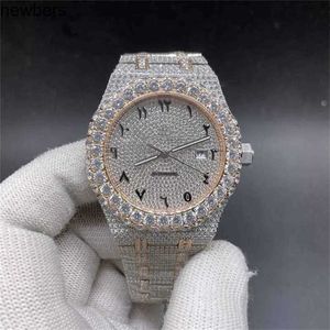Luxe diamanten AP horloge Apf Factory Vvs Iced Out Moissanite kan voorbij testen Luxe diamanten quartz uurwerk Iced Out saffier 15400 CZ roségoud 2-kleurige kast 42 mm biHOH